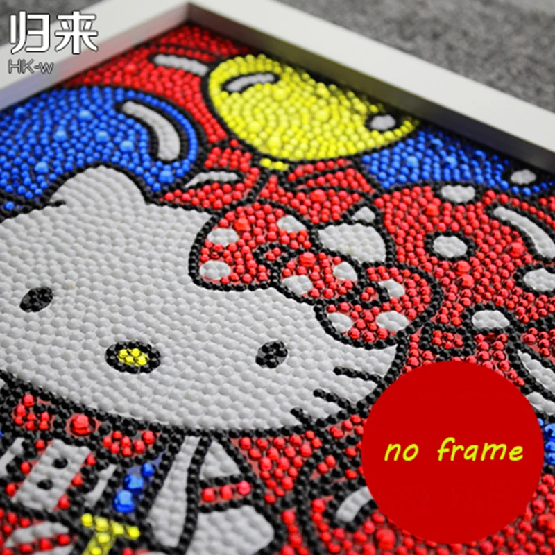 25*30 см 5D DIY Алмазная Картина Красочные hello kitty полная вышивка круглые Алмазы горный хрусталь украшение комнаты детей ручной работы