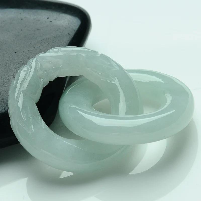 Natural a Jade Pendant Zodiac dragon jade Shuanglong ring bicyclic pendant fastened happiness career best | Украшения и