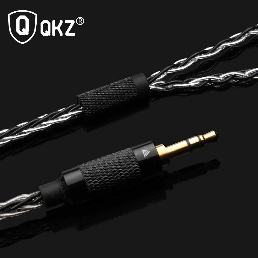 QKZ 0 75 мм 8 ядра Модернизированный посеребренный кабель 3 5 наушники Обновление для