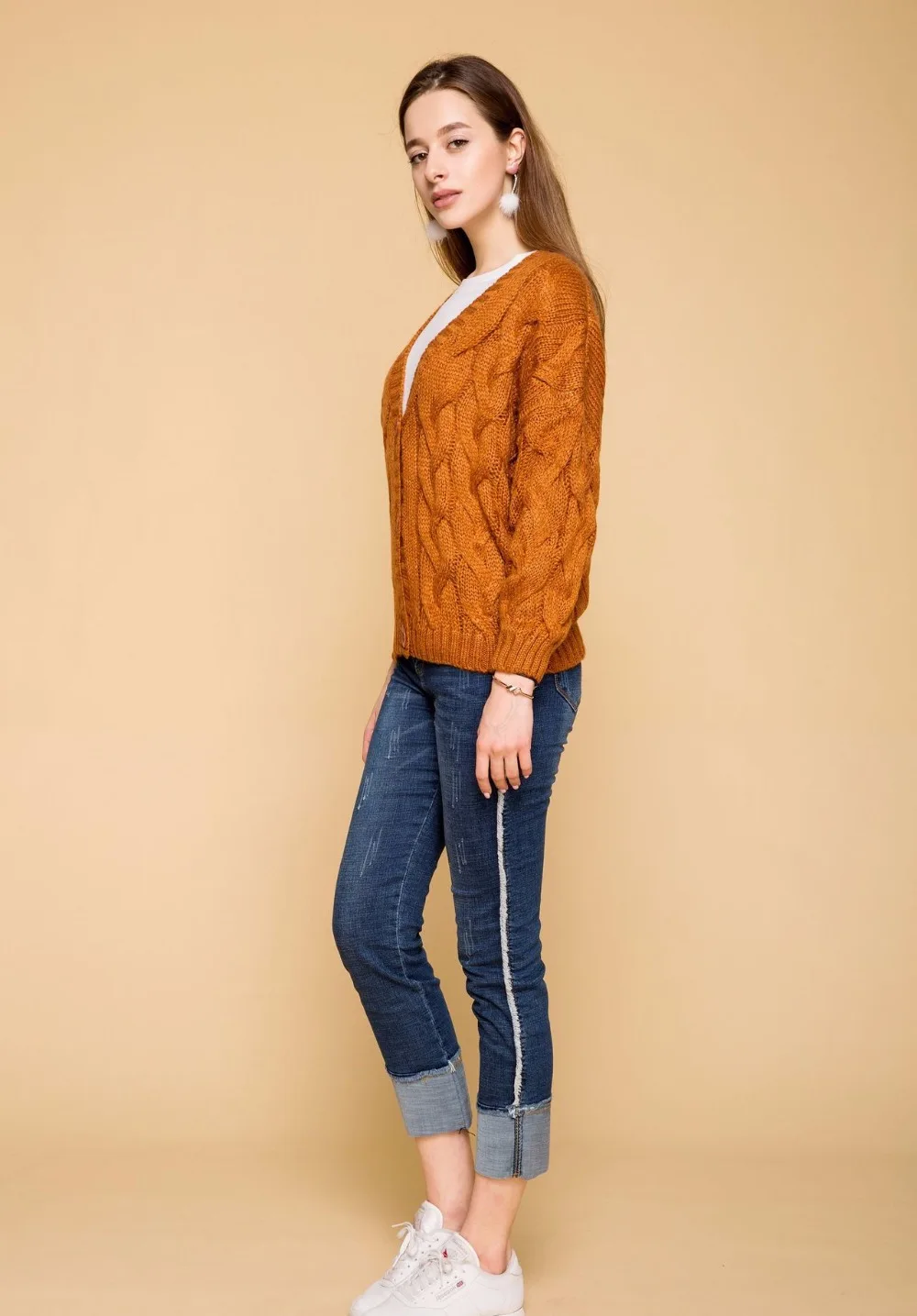 Brands Women's Knit Cardigan Sweater 2018 New Winter Fashion Jacquard Long Sleeve Casual Joker Thin Korean CH274 |