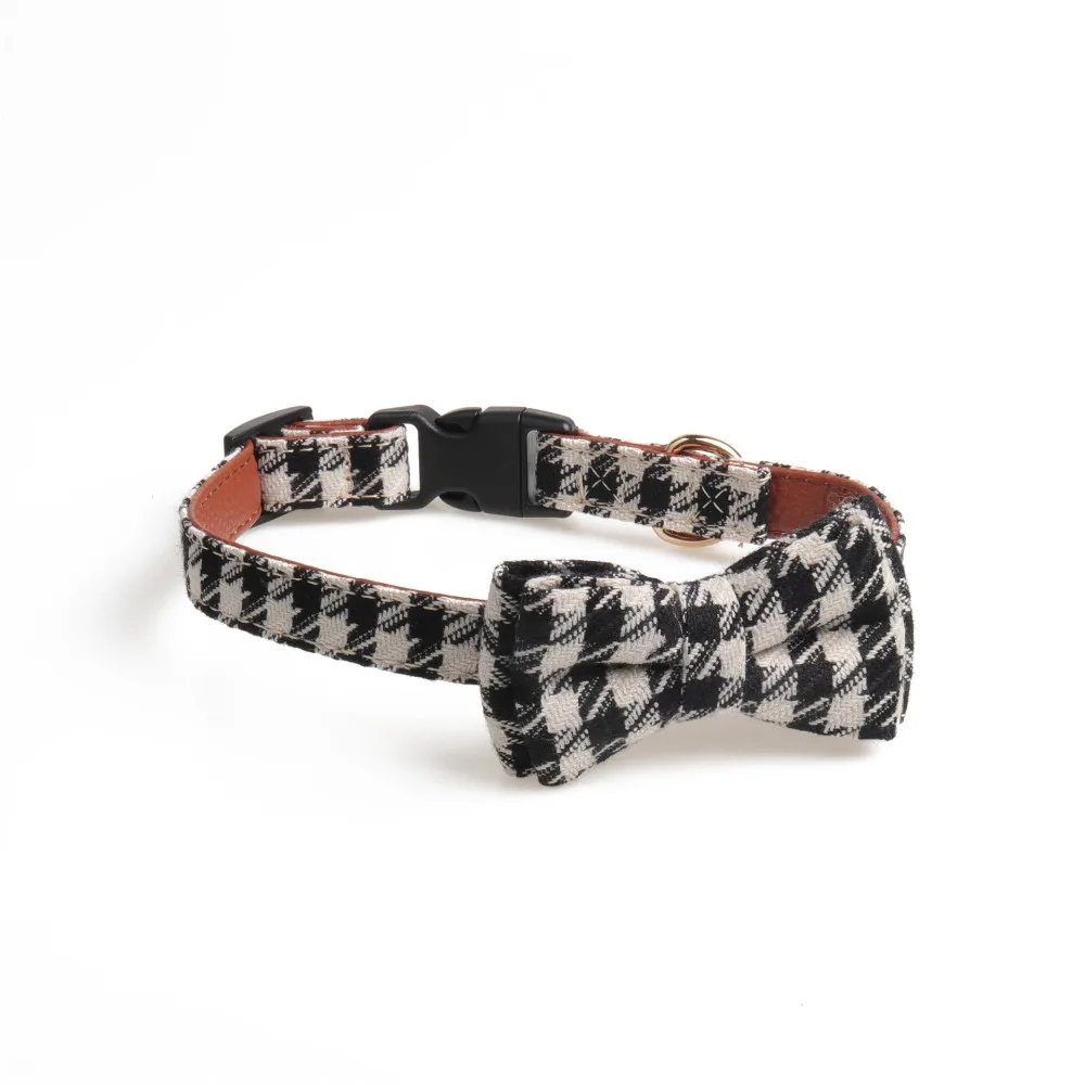 PU British style Dog Collars with bow S/M/L Personalized leather Collar Safety plug buckle For Small Medium Large Dogs | Дом и сад