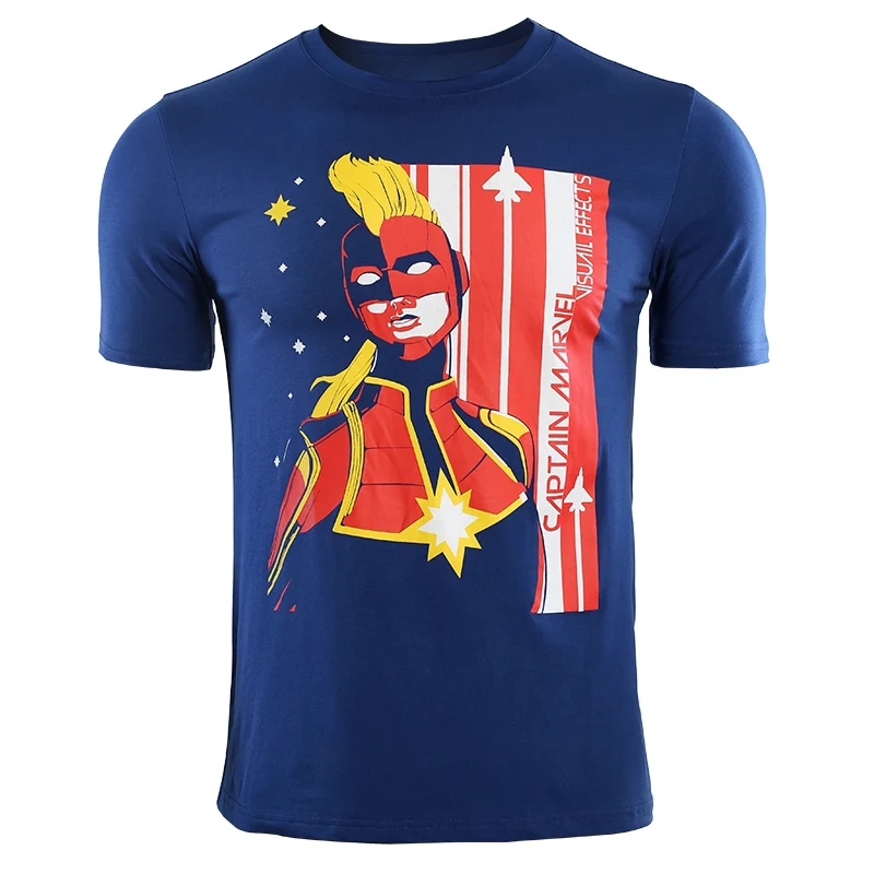 Мужская футболка с короткими рукавами Captain Marvel хлопковая лайкровая Спортивная