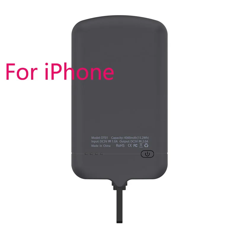 for iphone black Для iPhone 6 7 8 Plus X 4000 мАч внешний чехол-батарея для телефона Мощность банка для samsung S8 S9 huawei LG Xiaomi батарея Charging Cover - Цвет: for iphone black