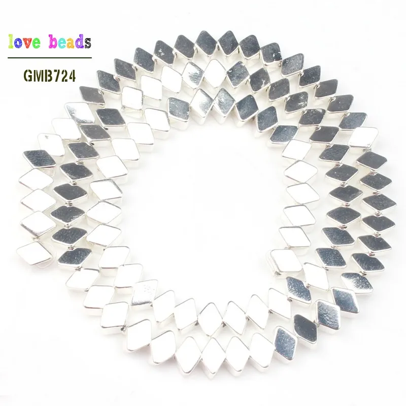 Натуральный камень розовое золото серебристый гематит геометрические ромб