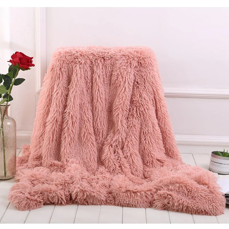 Pale Pink Горячая Распродажа мягкое мохнатое одеяло из искусственного меха/плюшевое декоративное одеяло из кораллового флиса - Цвет: Pale Pink