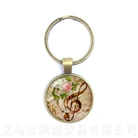 music note art picture gem glass dome keychains for men music lovers gift keyring souvenirs gift teachers day