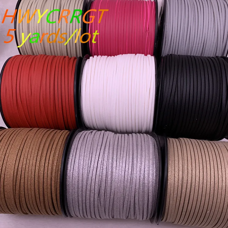 

NEW 5yards/lot 3mm Flat Faux Suede Braided Cord Korean Velvet Leather Handmade Beading Bracelet Jewelry String #03