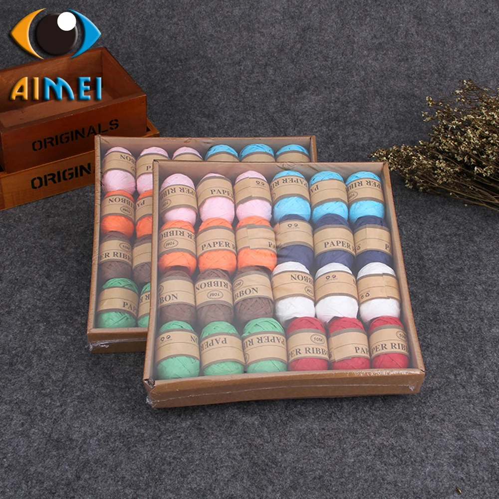 Новые цветные бусины Рождественские подарки ручной работы Raffia бумажная веревка рождественские яйца рулоны подарочные украшения бумажные веревки ленты-завязки