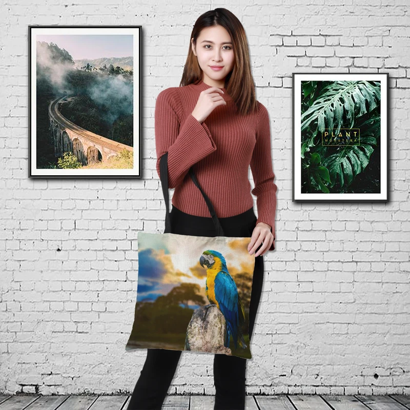 Индивидуальная Двусторонняя набивная женская большая сумка для покупок через