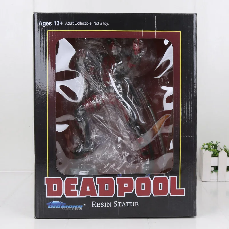 deadpool with box Мстители Капитан Марвел 22-27 см танос Железный человек Человек-паук Дэнверс статуя ко железная Студия ПВХ Фигурки Игрушка Фигурка игрушка подарок - Цвет: deadpool with box