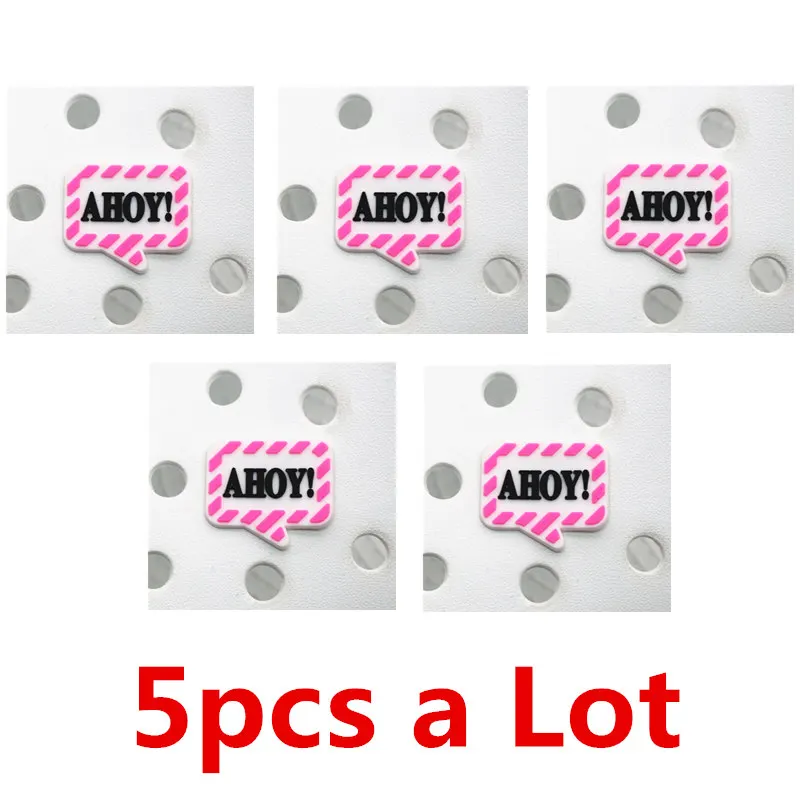 AHOY 5pcs a Lot Одиночная от 1 до 6 шт новые аксессуары для обуви подвески глаза/VIP/поцелуй украшение для обуви для croc jibz Детские вечерние X-mas подарок DONG-YJ08 - Цвет: AHOY 5pcs a Lot