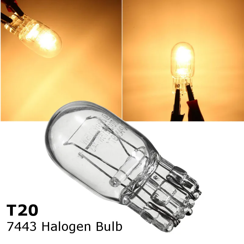 1 шт. T20 7443 7440 21 Вт/5 Вт BulbsHalogen прозрачный стеклянный дневной ходовой светильник, светильник сигнала поворота, стоп-сигнал, задний фонарь 3800K