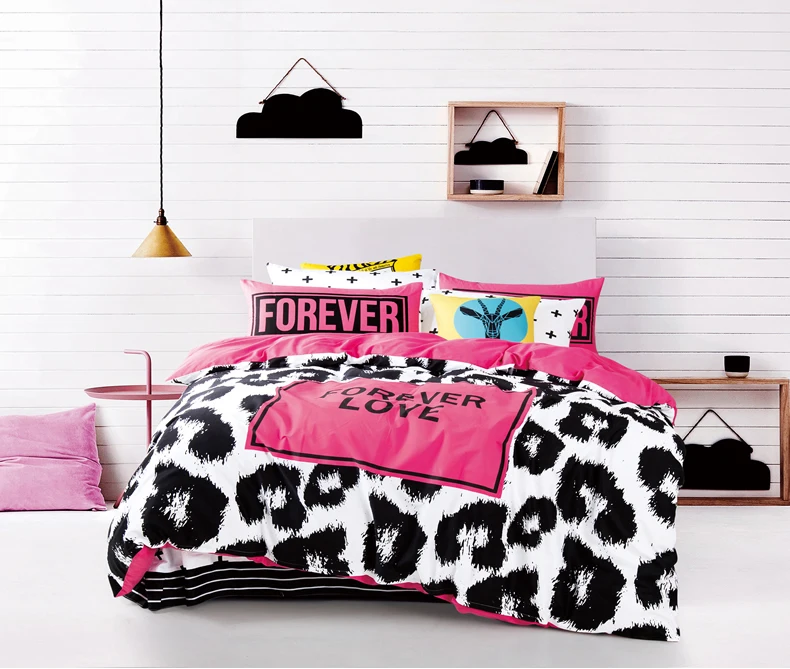 Розовый Леопард 4 шт постельные принадлежности наборы для молодежи пододеяльник