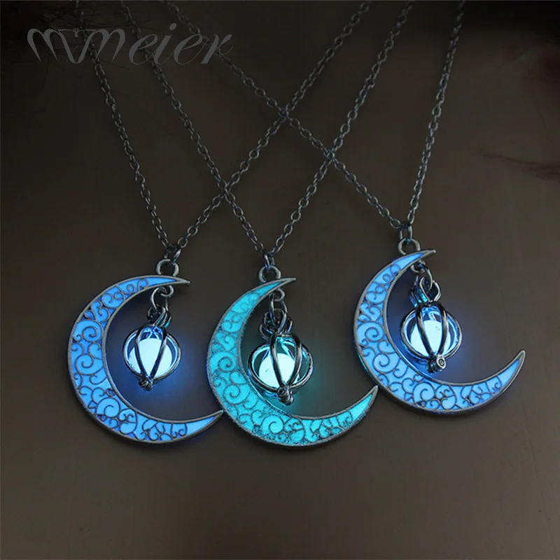 MMEIER Hollow Luminous Moon Pendant Necklace Little pumpkin Halloween Glow In the Dark for Women Jewelry Gift 2019 new | Украшения и