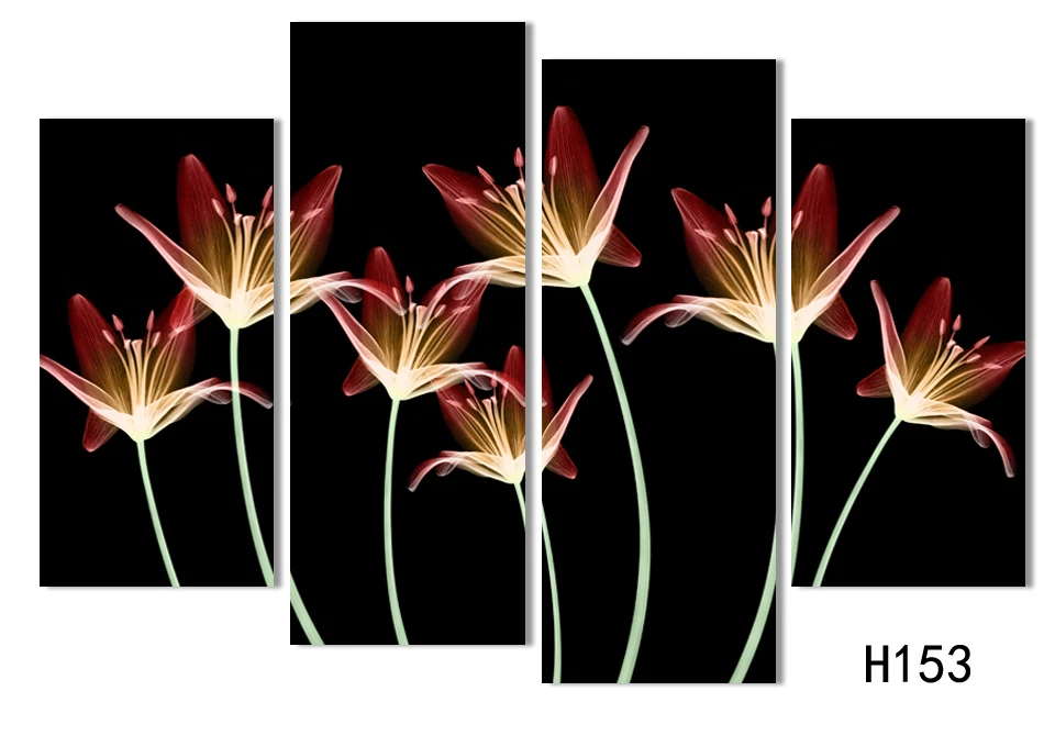 

Wholesale 4pcs Abstract lilies Flower Painting Printed Painting On Canvas Home Decorative Art Picture H153