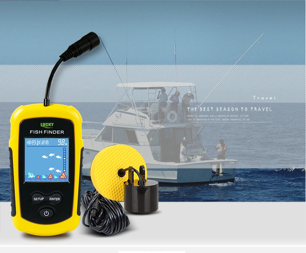 Рыболокаторы Sonar эхолот сигнализации преобразователя Fishfinder с Цвет Дисплей 0 7-100 м