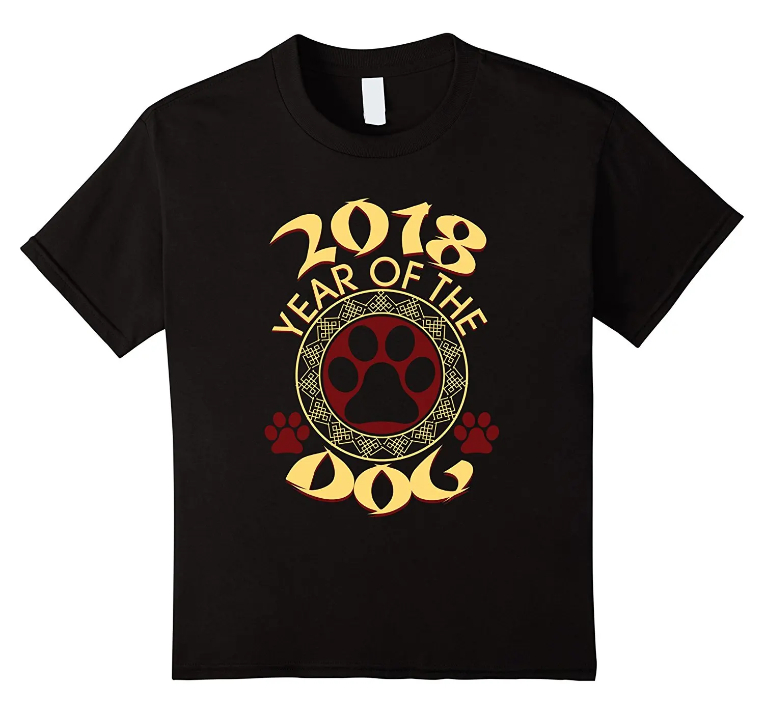 Год Собаки китайский новый год 2018 T-shirtsimple хлопковая футболка с короткими