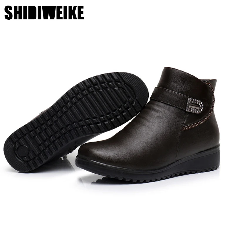 2019 г. Модная женская обувь зимние ботинки мягкие теплые для пожилых женщин