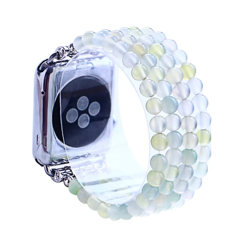 chartreuse Новые агатовые бусины для часов iwatch для женщин из натурального камня ремешок для часов Apple 38 мм 42 мм эластичный сменный Браслет для часов - Цвет ремешка: chartreuse