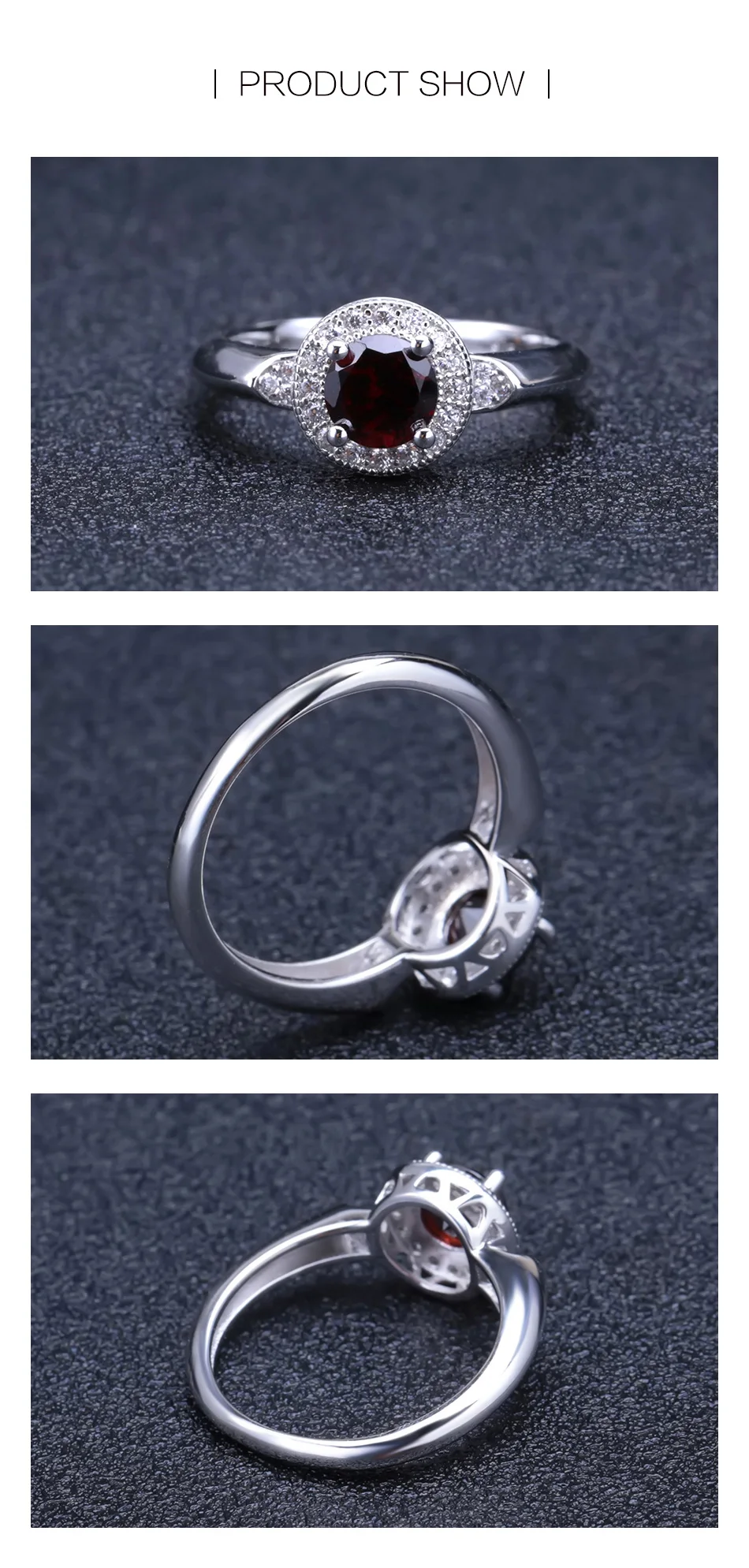 GEM'S BALLET, 1.05Ct, круглый натуральный красный гранат, классическое кольцо с драгоценным камнем, 925 пробы, серебряные Свадебные кольца для женщин, хорошее ювелирное изделие