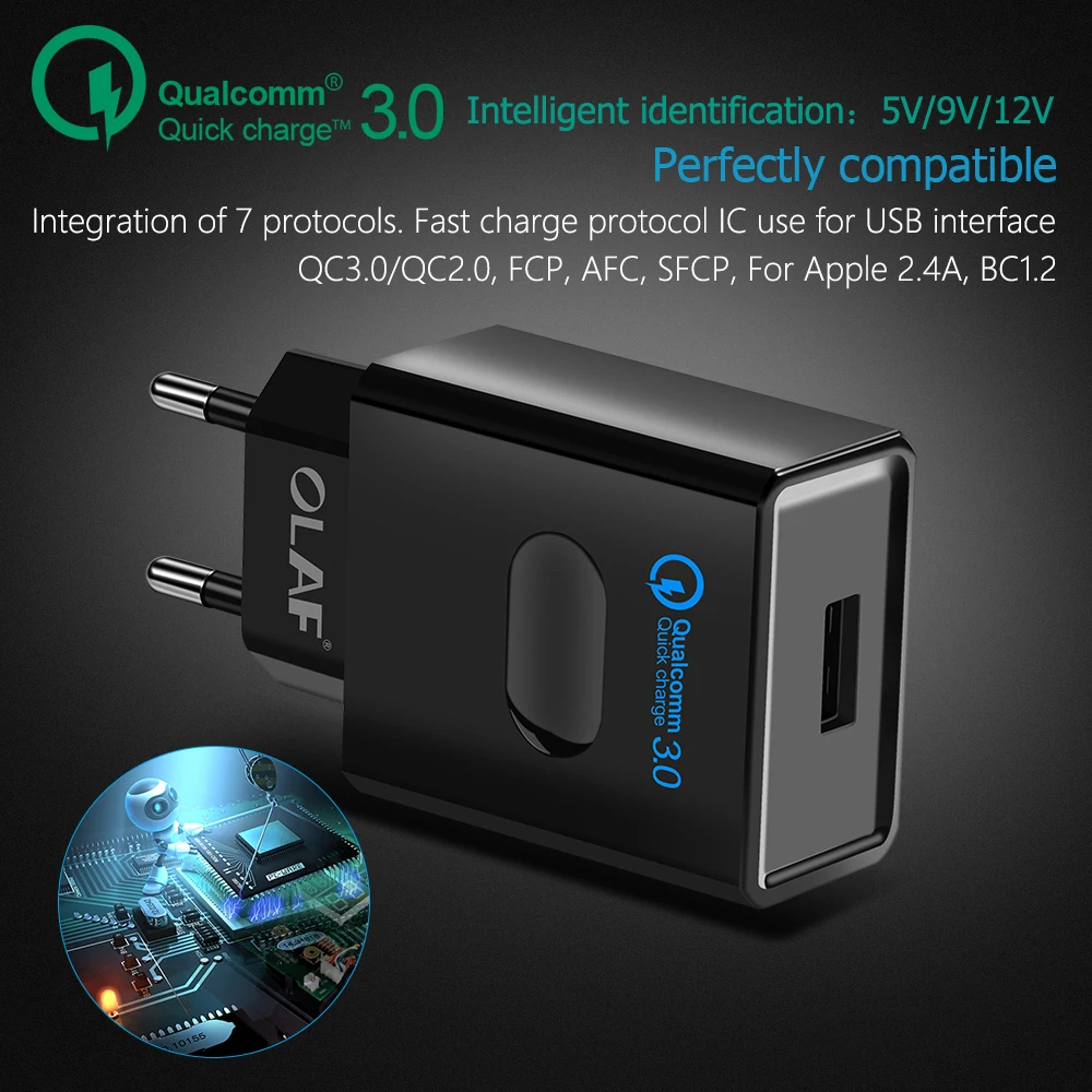 OLAF EU/AU/US вилка USB зарядное устройство QC3.0 QC2.0 18 Вт портативное настенное для Huawei P20