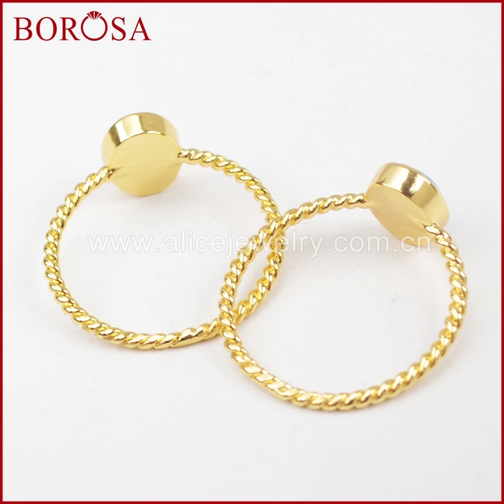 BOROSA 10 шт новые золотые ободки овальной формы японские драгоценные камни опалы