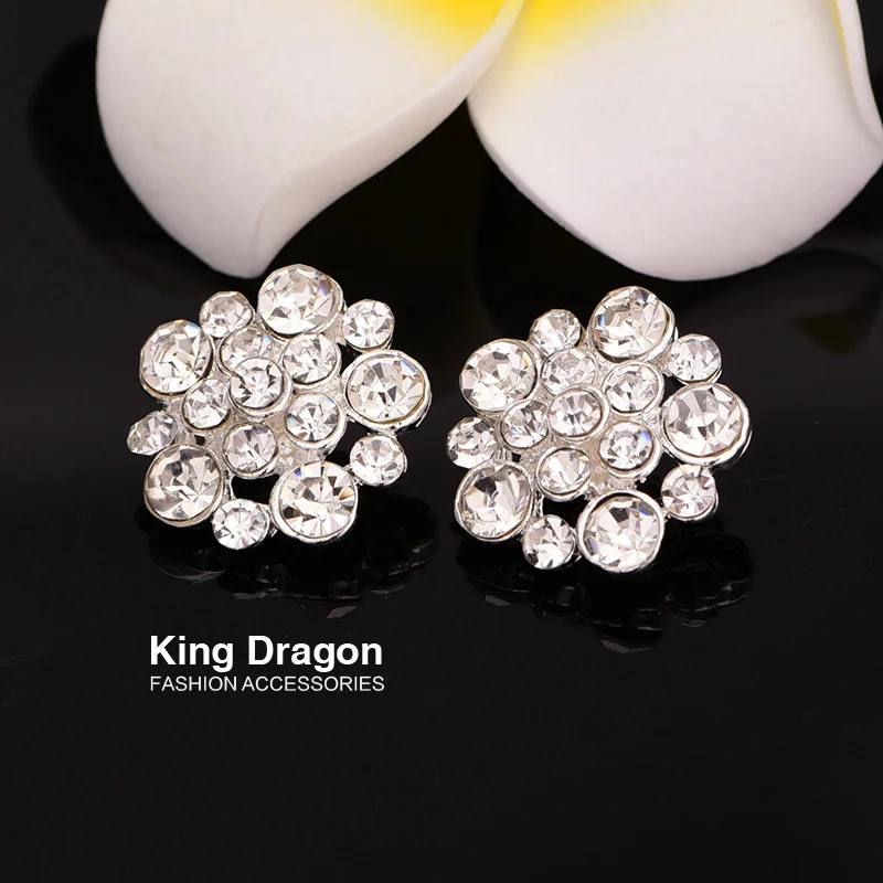 Новое поступление прозрачные пуговицы со стразами Пришивные цветы по центру или