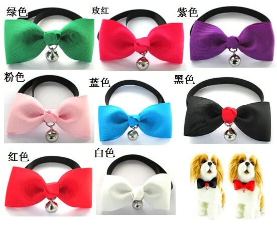 

pet accessories pet dogs and cats in a solid color tie with a tie bells 20pcs/lot