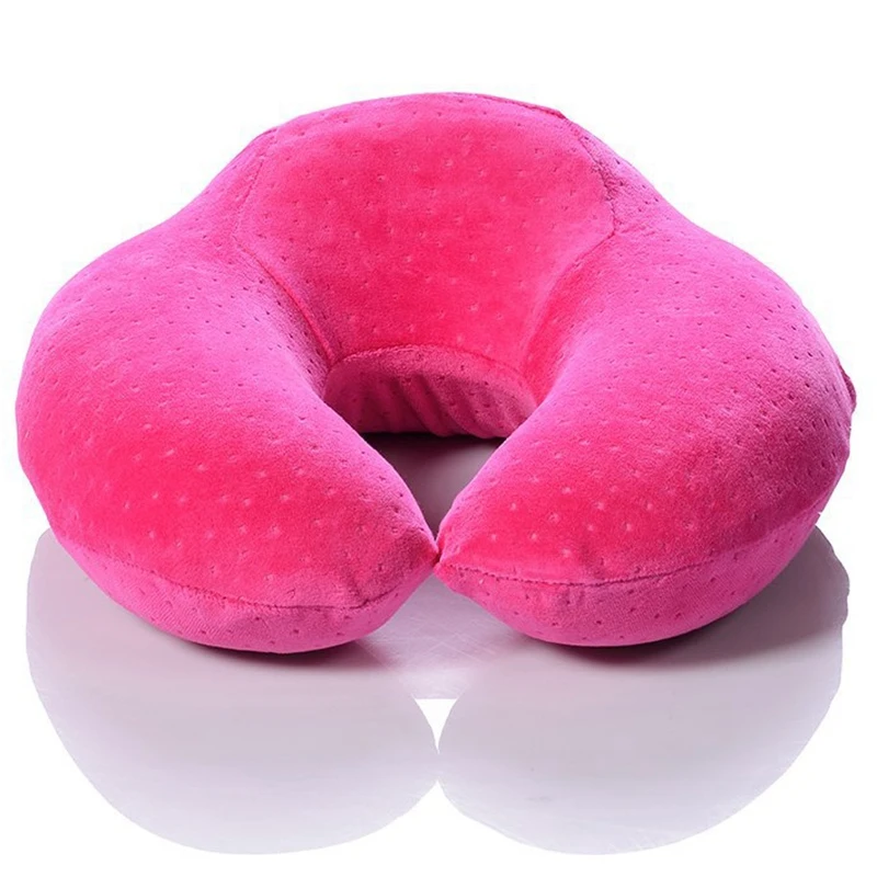 Pink U-образная подушка для шеи, 1 шт., Автомобильная подушка для путешествий, воздушная подушка, домашняя подушка для шеи, Офисная Подушка, комфортная подушка для путешествий - Цвет: Pink
