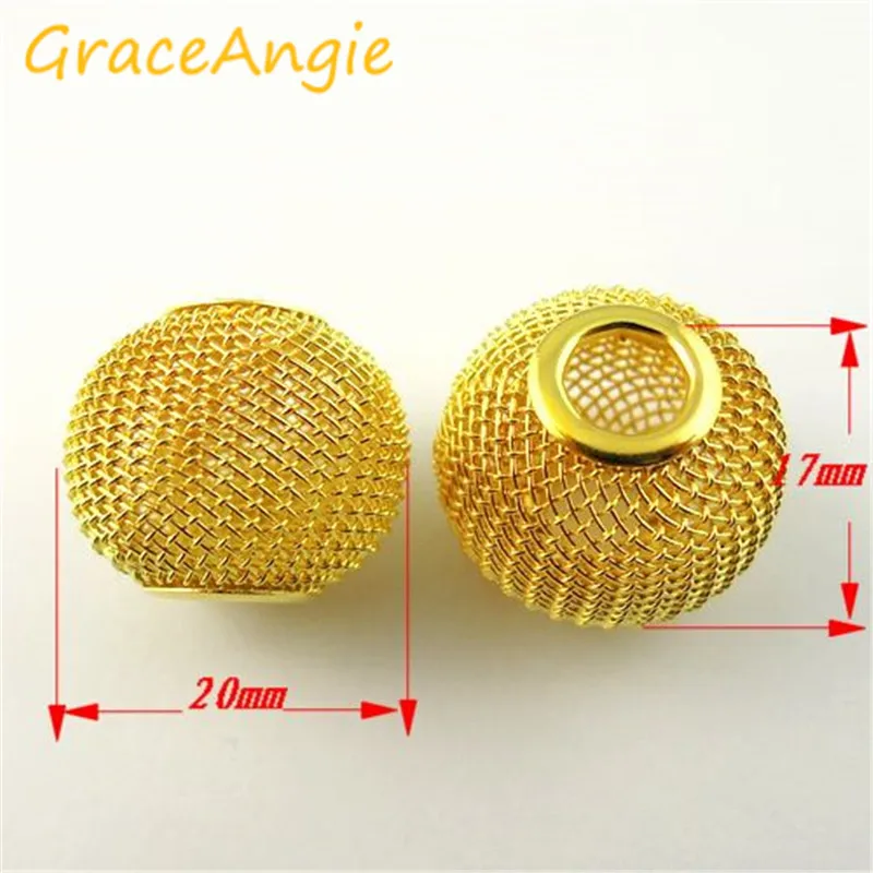 GraceAngie 20-дневная Золотая сетка большие бусины с отверстиями сферический