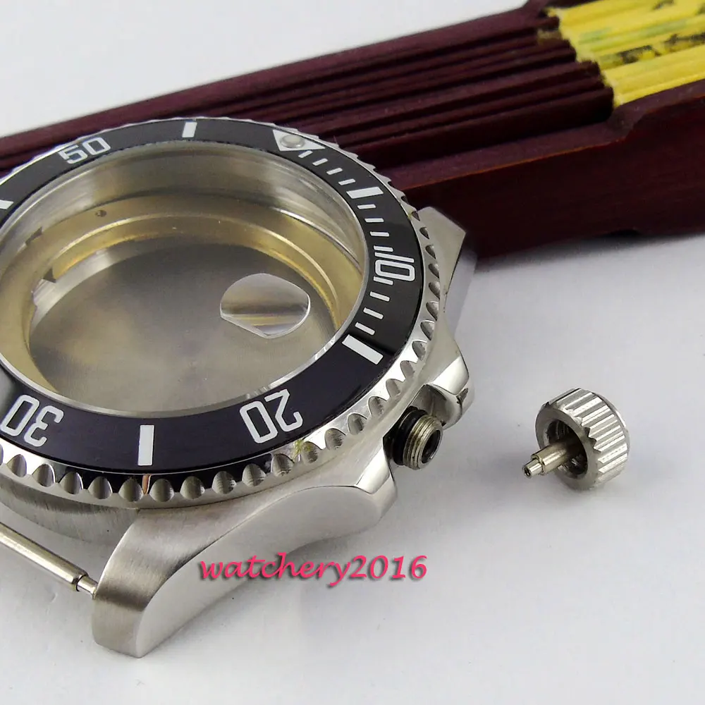 Новейший 43 мм сапфировое стекло чехол из нержавеющей стали черный керамический