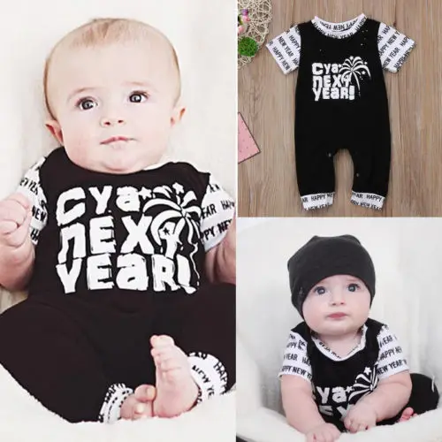 2018 Summer Baby Romper Cotton Kid Boy Girl Happy New Year Short Sleeve Sunsuit Jumpsuit Outfits Clothes | Детская одежда и обувь