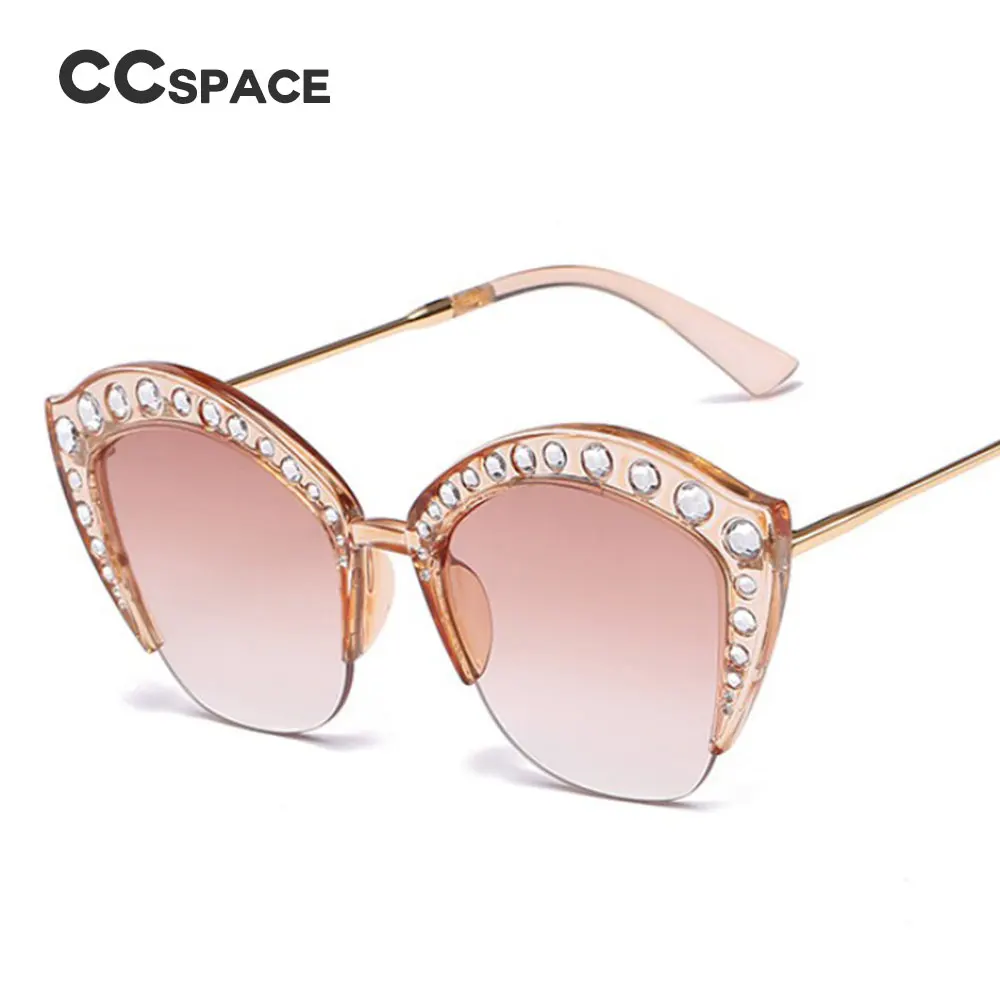 CCSPACE 45503, блестящие стразы, кошачий глаз, солнцезащитные очки для женщин, прозрачная оправа, Брендовые очки, дизайнерские, модные, женские оттенки