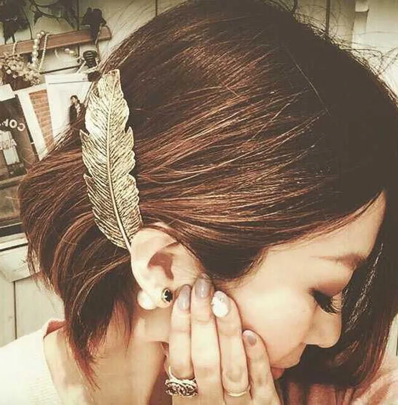 Женская Очаровательная металлическая большая заколка для волос в виде листьев