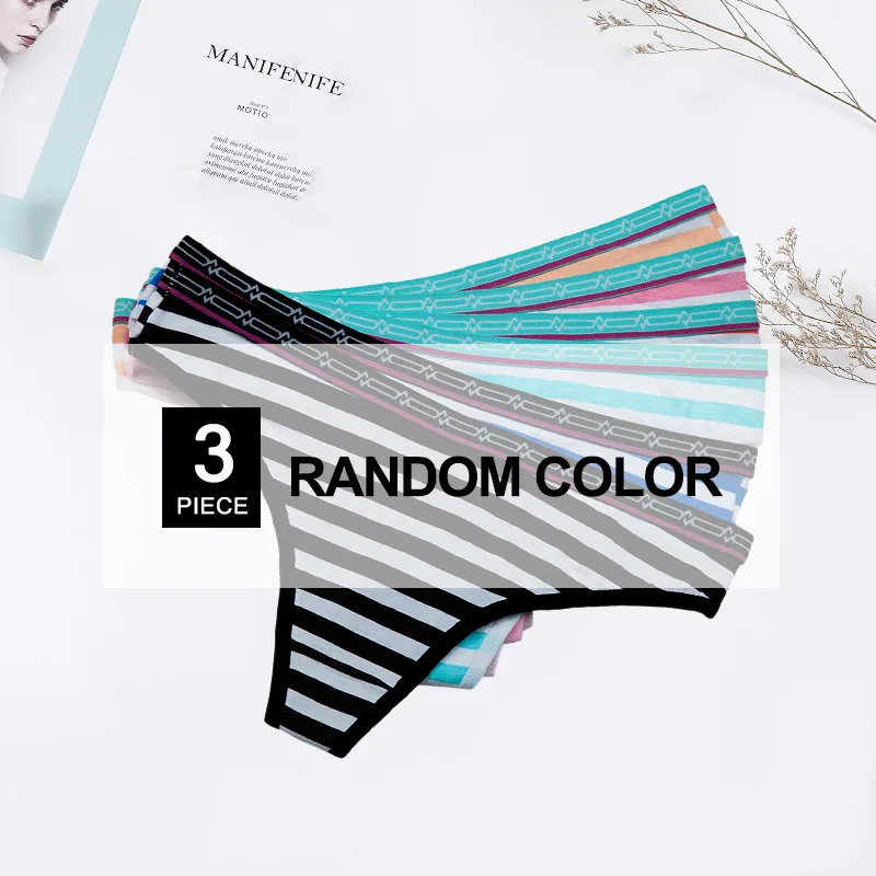 FUNCILAC Женщин Sexy G-strings Стринги Стринги Женщины Хлопок Нижнее Белье Нижнее Белье Дамы Трусики Таньга Т-обратно Много 5 шт. M L XL - Цвет: Random color-3 Pcs