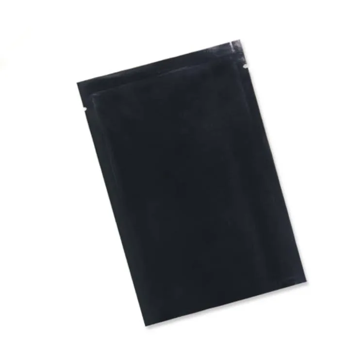 

Black Color New Fashion Flat Type Pure Aluminum Heat Sealable Top Open Bag, Food Grocery Packaging Bag J10016
