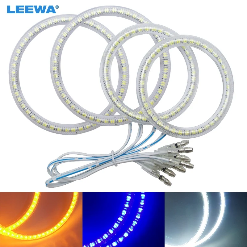LEEWA белый/синий/желтый автомобиль LED Halo кольца ангельские глазки DRL головная лампа