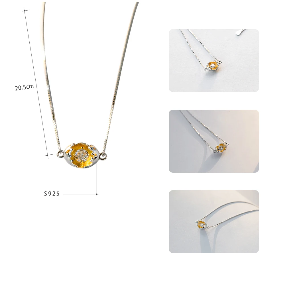 Thaya Gold Cocoon-Break ожерелье с подвеской, серебро 925, чистый циркон, бриллиантовая коробка, цепочка, ожерелье для женщин, элегантное ювелирное изделие '39+ 4 см'