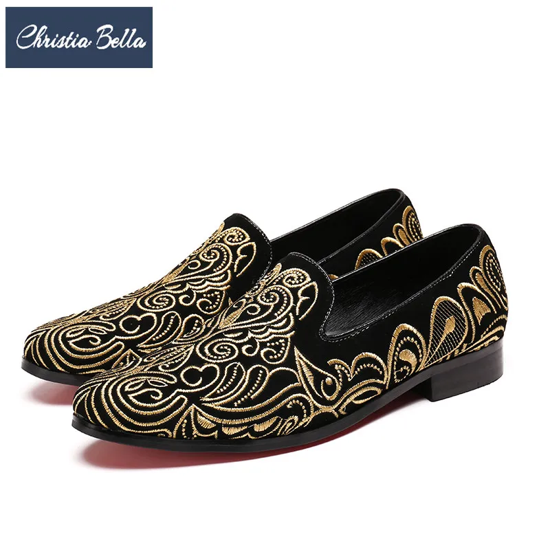 Модные Замшевые мужские мокасины с вышивкой Свадебная обувь для вечеринок
