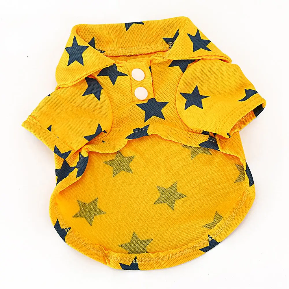 yellow Футболка Поло для домашних животных Одежда для маленьких собак однотонная хлопковая летняя одежда для собак Жилет для щенков Померанская рубашка товары для кошек XLB001 - Цвет: yellow