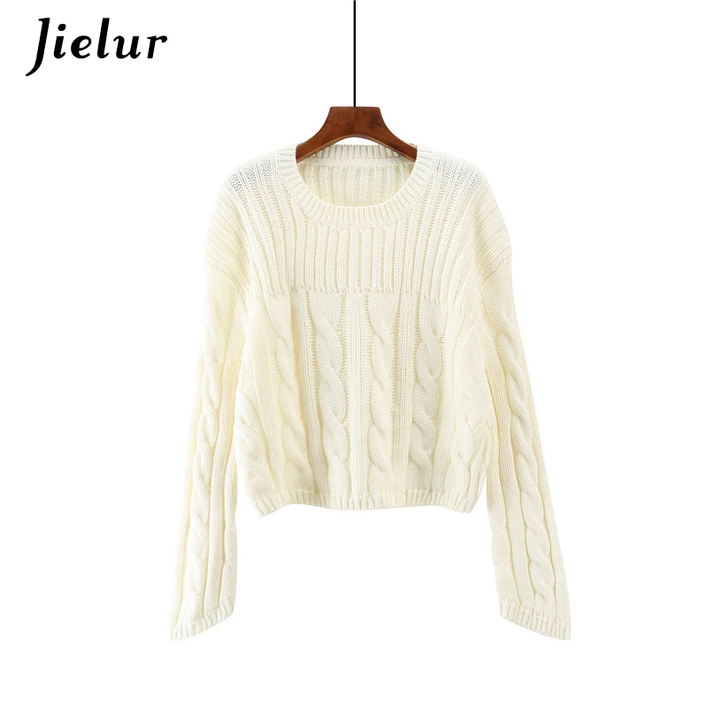 Jielur 4 одноцветное цвет Harajuku Sweters для женщин Invierno Новинка 2019 года с длинным рукавом