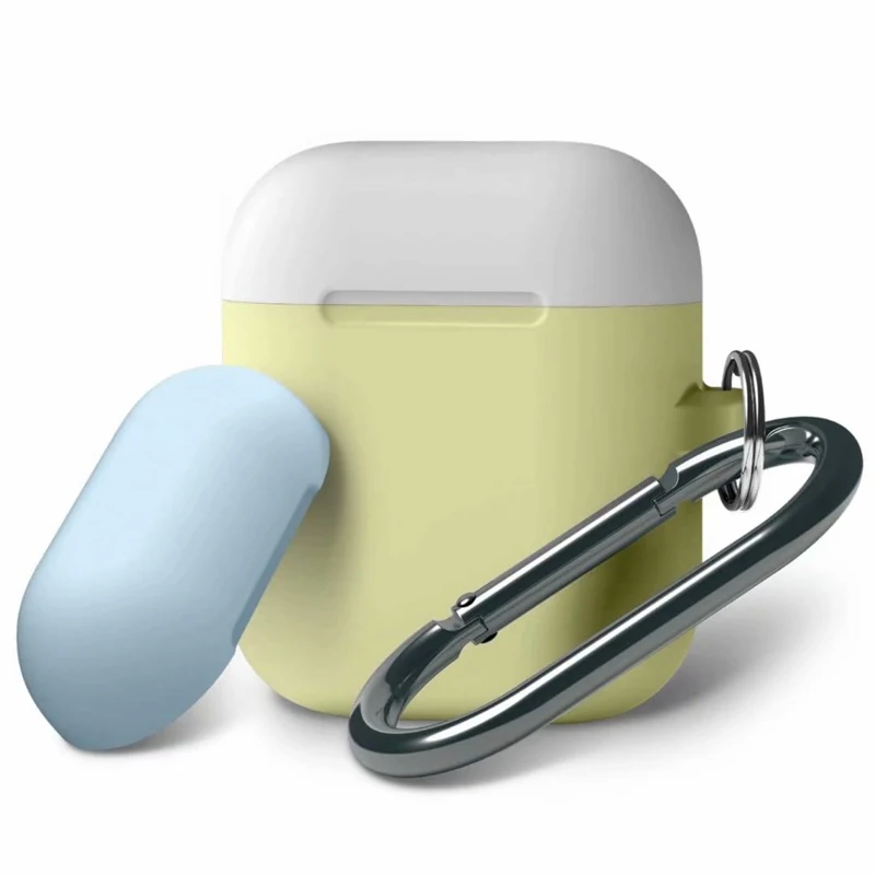 Yellow white blue Беспроводной Bluetooth чехол для наушников для Airpods силиконовый чехол мягкий резиновый двойной цветной защитный чехол для Airpods мягкий чехол - Цвет: Yellow white blue