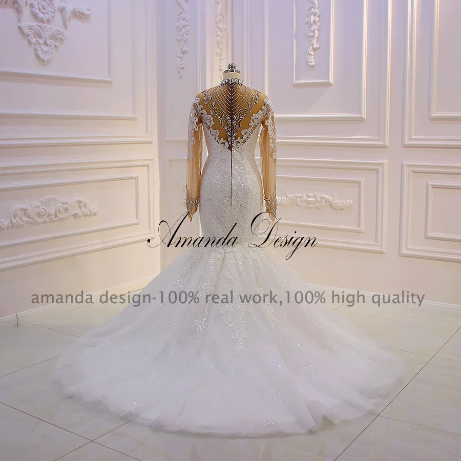 Amanda Design robe свадебное платье с длинными рукавами Аппликации кружевные со стразами