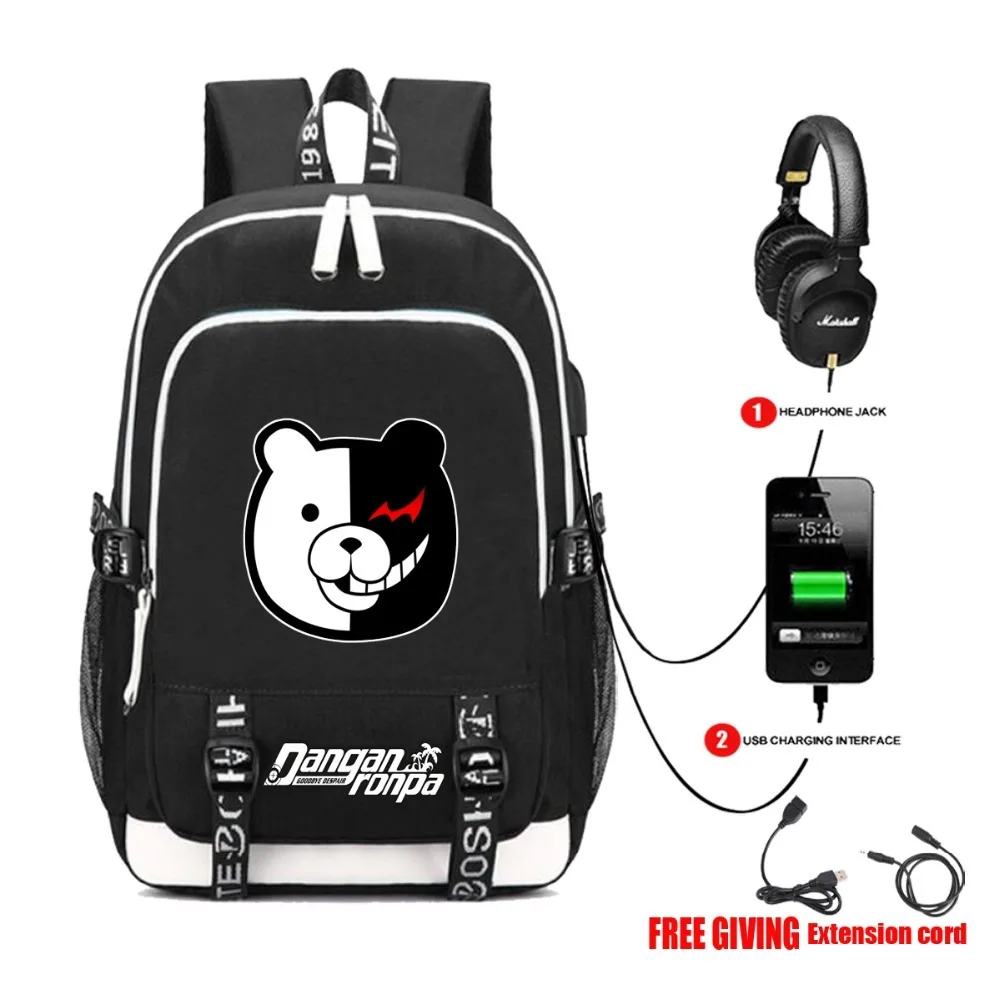 Рюкзак с USB зарядкой и разъемом для наушников школьные сумки женский рюкзак