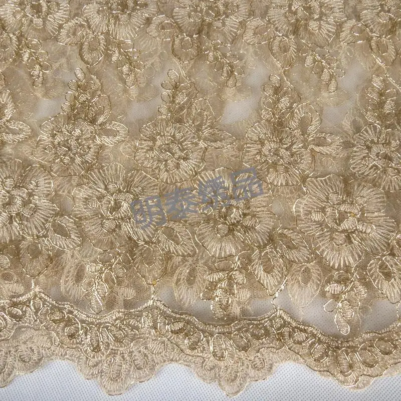 60CM-120CM 1 Piece YACKALASI платье, кружевная ткань, 1 ярд, золотая вышивка, Цветочный 3D, свадебная отделка, кружева, модные ткани, двойные границы, 120 см в ширину - Цвет: 60CM-120CM 1 Piece
