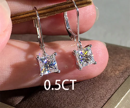 Белый 18 К золото пара сережек 1CT D цвет серьги с муассанитом для женщин M-0.13 - Цвет камня: Белый