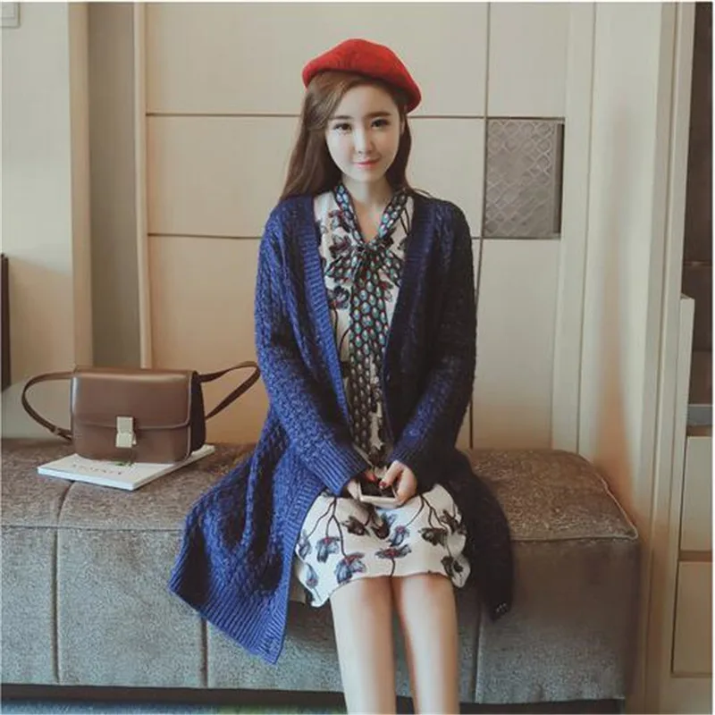 Женский свободный вязаный кардиган свитер из чистой шерсти сезон зима весна A2079