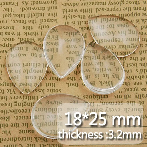 18*25 мм каплевидный плоский задний прозрачный стеклянный кабошон толщина 5