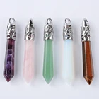 Ожерелье с подвеской из натурального камня тигровый глаз, золотой песок, длинная Шестигранная призма, исцеляющая точка, опал, Ювелирное Украшение для мужчин и женщин