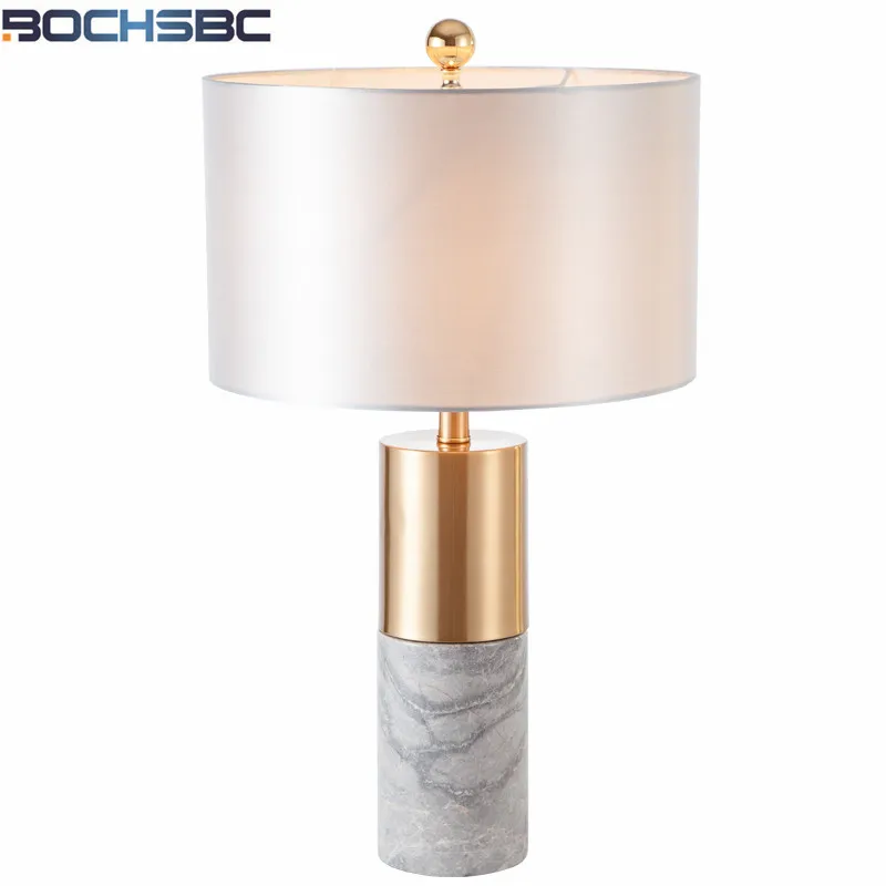 

BOCHSBC Modern Minimalist Designer Table Lamp Marbl Metal Stand lampara mesa Living Room Bedroom Gold Bedside Table Lamp Nordic